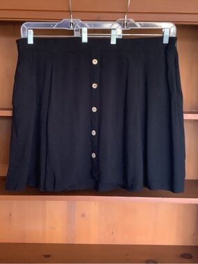 ModCloth Plus Size Black Button Front Rayon Mini Skirt Size 3X